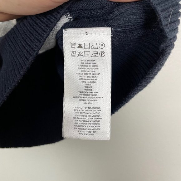 Michael Michael‎ Kors Sz S Navy Short Sleeve Sweater Gray Stripes Preppy Minimal - Picture 4 of 6